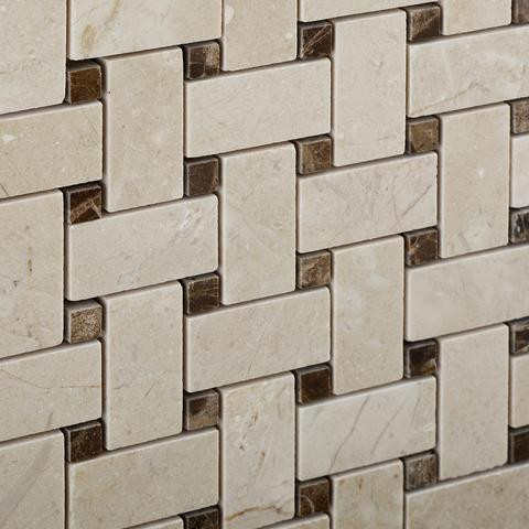 Basketweave Crema Marfil / Emperador Dark Dot Polished