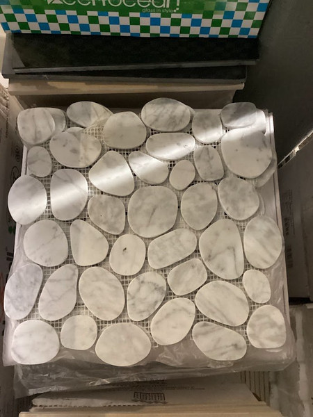 Boneyard Closeout! Carrara Spindrift Flat Pebbles 12x12 Marble Tile - $15.99/Sq Ft - LAST PRICE!