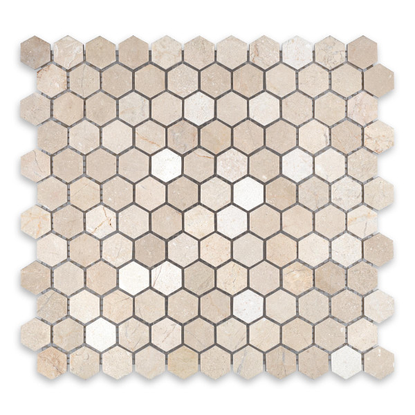 Crema Marfil Marble Hexagon 1″
Honed/ Polished