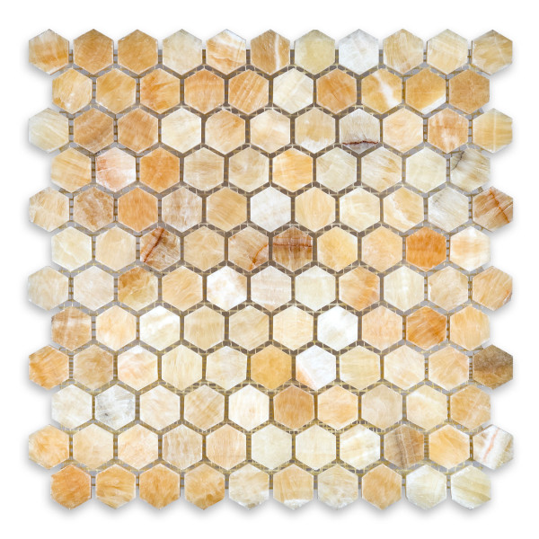 Honey Onyx Hexagon 1″
Polished