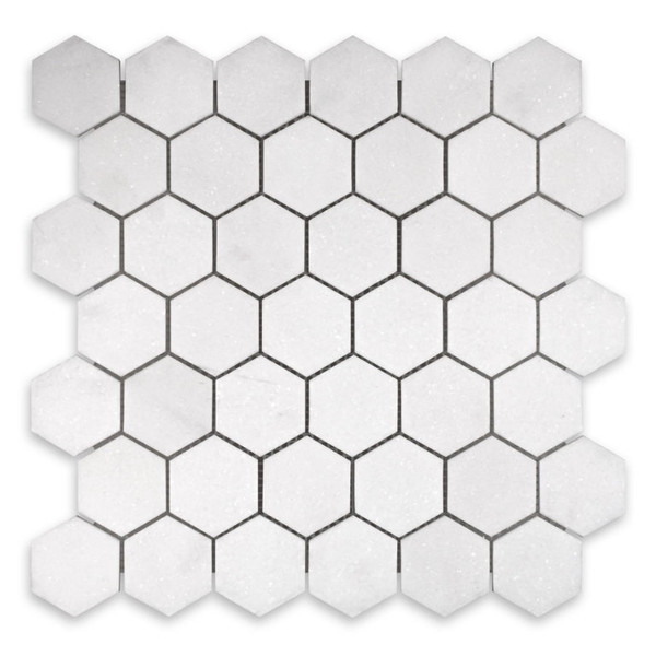 Thassos White Marble Hexagon 2″
Honed/ Polished