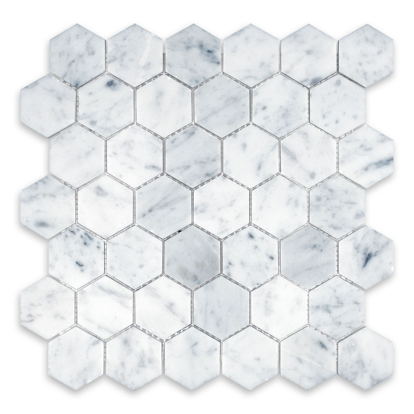 White Carrara Marble Hexagon 2″
Honed/ Polished