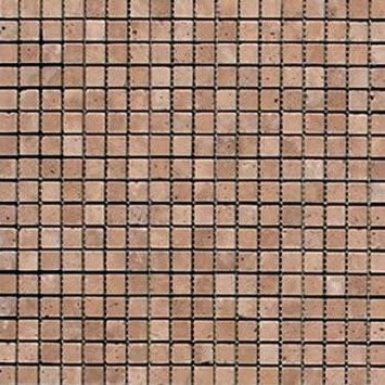 Noce Travertine Tumbled 5/8x5/8 Travertine Mosaic 12x12 Mesh