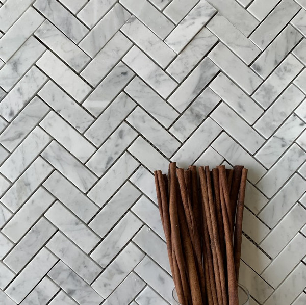 Carrara Honed 1"x3" Herringbone Mosaic