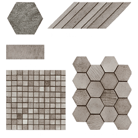 Lava Wakari 1x1 Mosaic, 6" Hexagon Tiles,