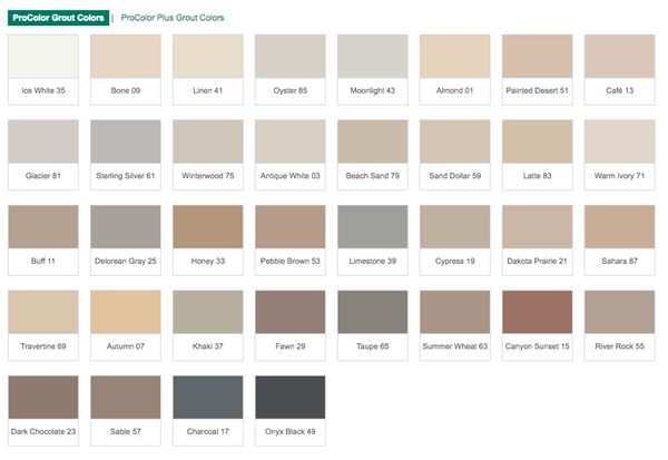 Prospec Bonsal Grout Colors