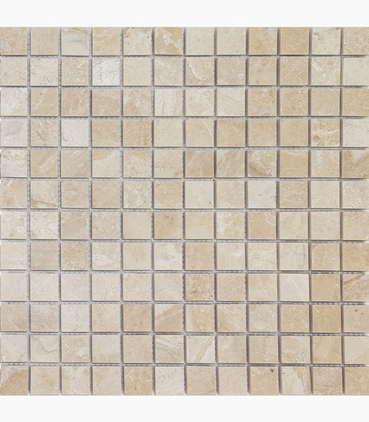 Faces of Nature Ivory Polished 1x1 Square Travertine Mosaic Tiles