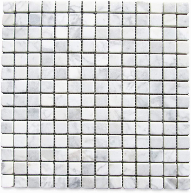 Carrara White Marble 5/8x5/8 Square Mosaic Tile Tumbled