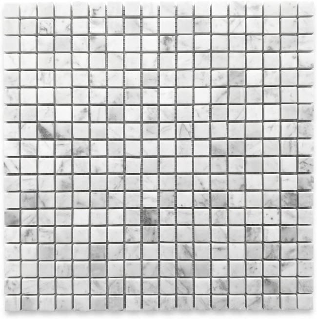 Carrara White Marble 5/8x5/8 Square Mosaic Tile Honed