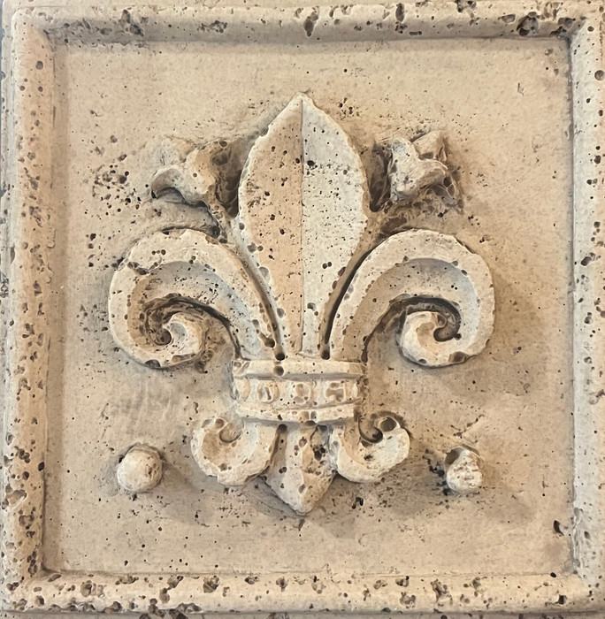 Cream Cast 6x6 Fleur-de-lis tile