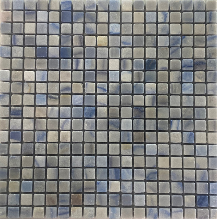 Azul Macauba Tumbled 5/8"x5/8" Mosaic on 12"x12" Mesh