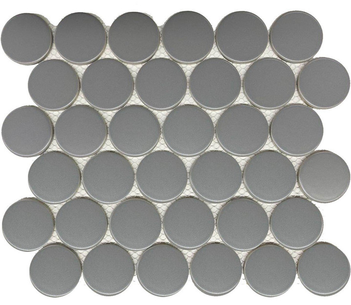 Alameda Gray Matte 2" Penny round Mosaics