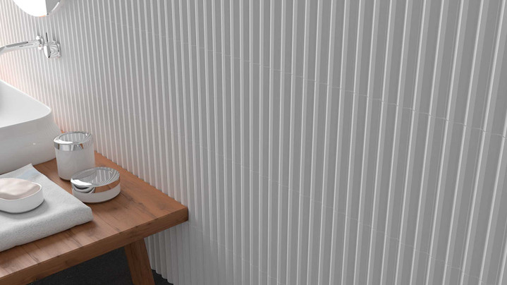 Stripes White Matte 3x12 Ceramic Wall Tile