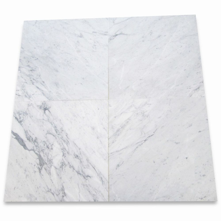 Carrara White Marble 24x24 Tile Honed