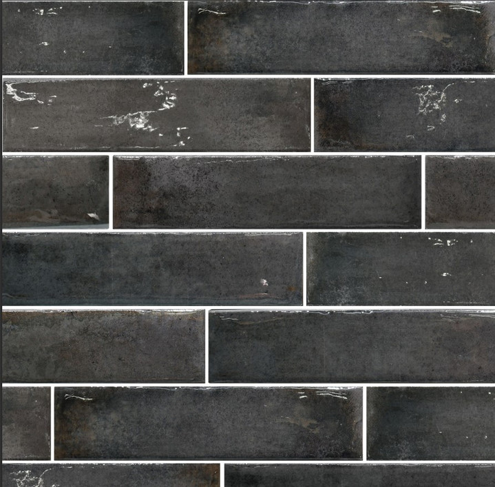 Memory Black 2 1/2" x10” Gloss Porcelain Tiles