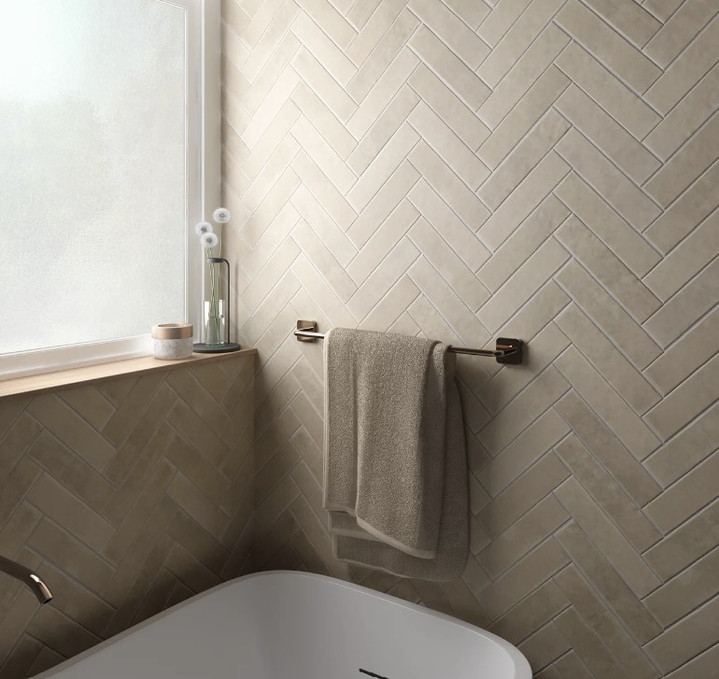 Argile 2.5" x 10" Porcelain Tile - Siena Herringbone Wall