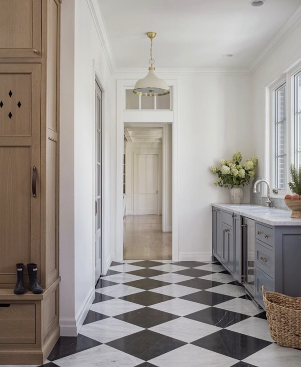 Nero Marquina Honed 18x18 & Italian Carrara Honed 18x18 Checkerboard Marble Tiles