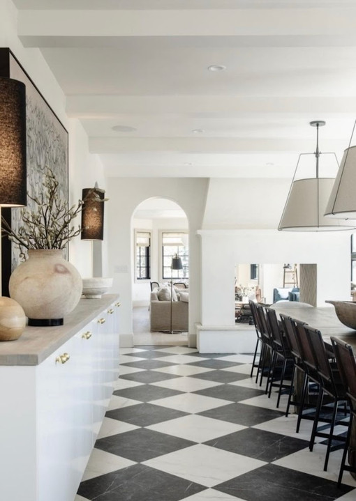 Ocean White Honed 18x18 & Nero Marquina Honed 18x18 Checkerboard Marble Tiles