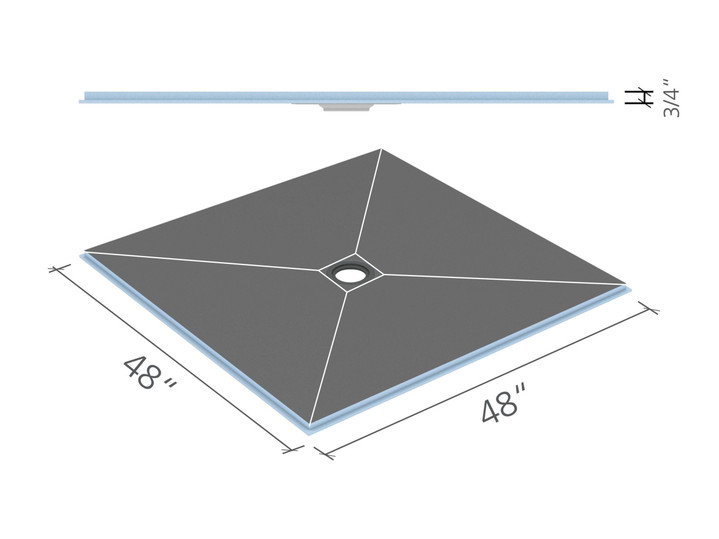 Wedi Fundo Ligno Base (Center Drain) 48 in. x 48 in. 1 pc US9200002