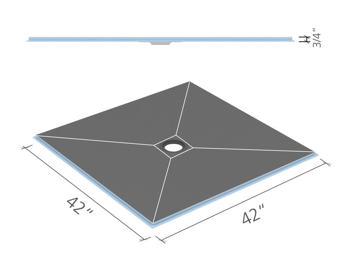 Wedi Fundo Ligno Base (Center Drain) 42 in. x 42 in. 1 pc US9200006