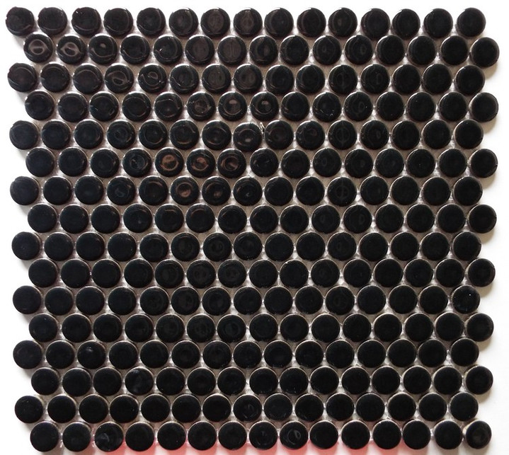 Onix Black Shiny Penny Round Mosaic 11.25x11.25