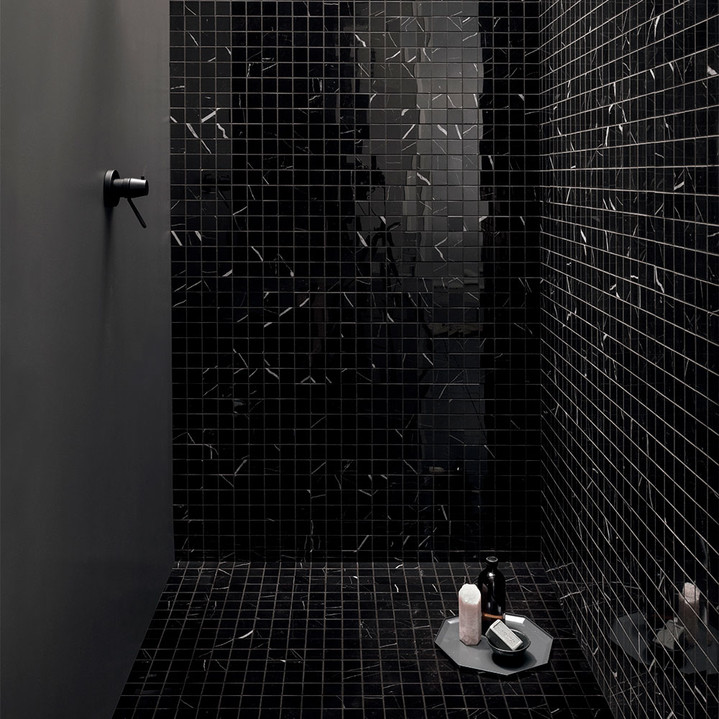 Nero Marquina Polished 2x2 Mosaics 12x12 Mesh