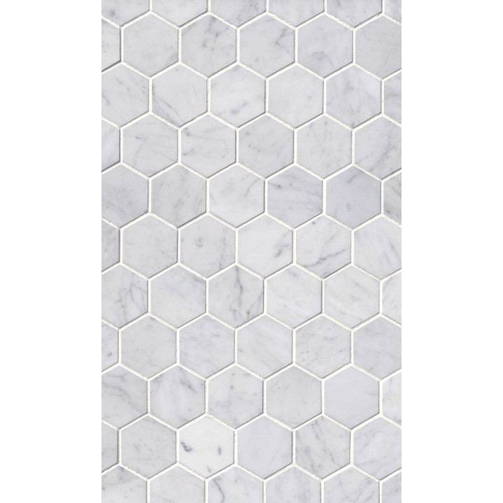 Italian Carrara White Honed 2" Hexagon