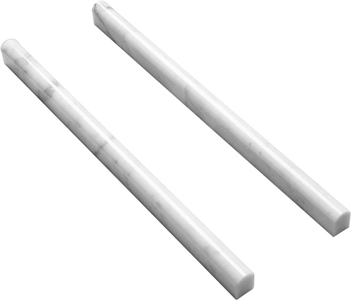Italian Carrara White Polished 3/4x12 Pencil Molding