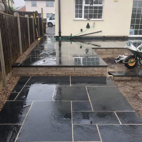 Belgium Black Limestone Natural French Versailles Pattern Handcut