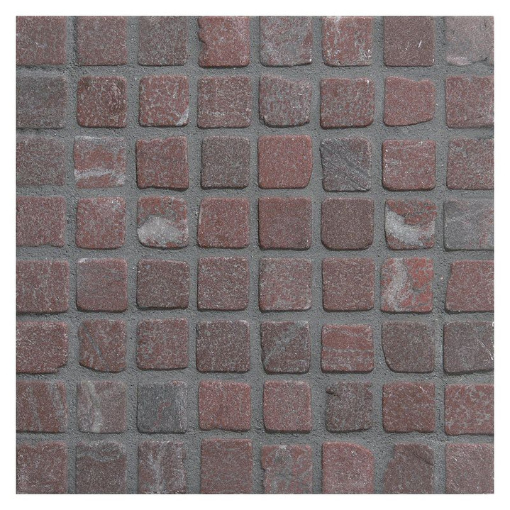 Rosso Laguna Tumbled 5/8"x5/8" Mosaics 12x12 Mesh