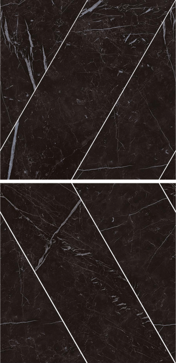 Marvel Stone Nero Marquina Lappato Chevron Mosaics
