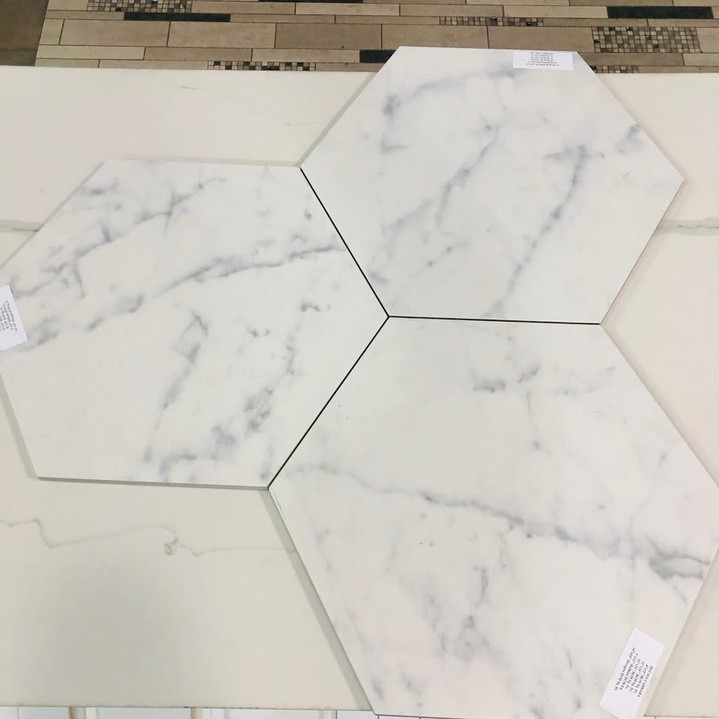 Di Cava Carrara 14"x16" Porcelain Tiles $6.95 Sq. Ft. Closeout Large Hex Tiles