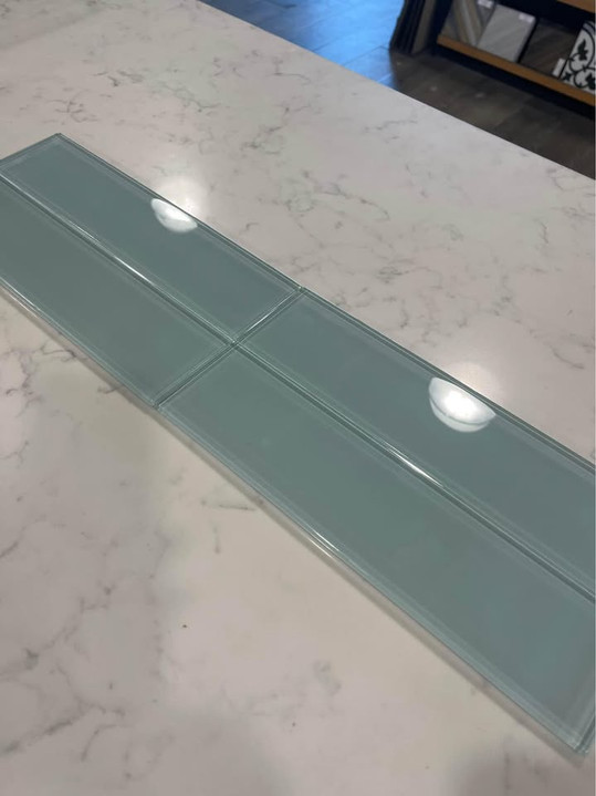 Pale Blue Glass Gloss 3”x12” $16.99 Sq Ft