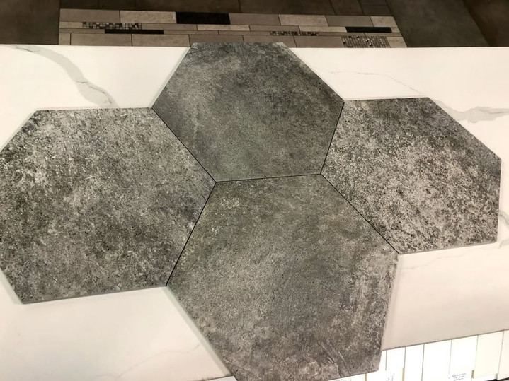 Rewind Sage 14"x16" Hexagon Tiles $6.95 Sq. Ft. Closeout Large Format Porcelain Hex Tiles