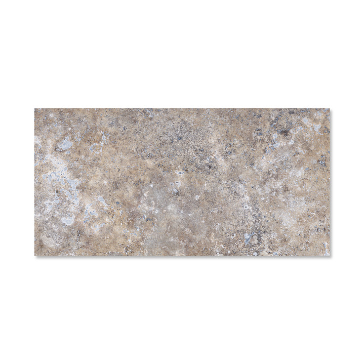 Silver Premium Travertine Crosscut 12×24 Filled/ Honed