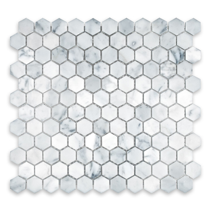 White Carrara Marble Hexagon 1″
Honed/ Polished