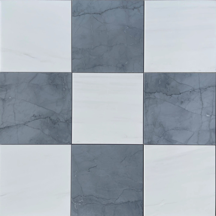 Checkerboard Dolomite and Bardiglio Imperiale Marble Honed 12x12