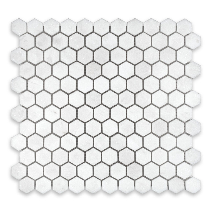 Thassos White Marble Hexagon 1″