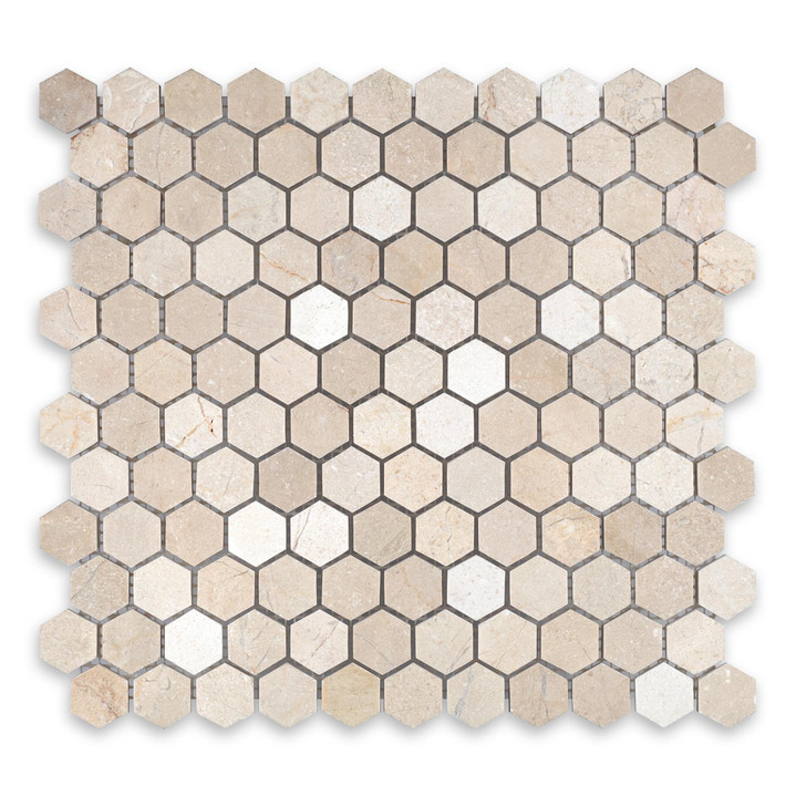 Crema Marfil Marble Hexagon 1″
Honed/ Polished