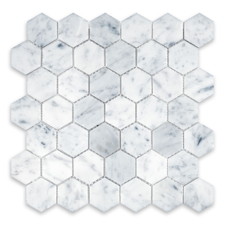 White Carrara Marble Hexagon 2″
Honed/ Polished
