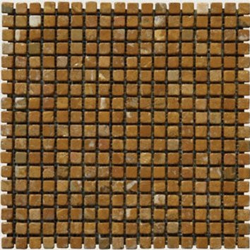 Golden Marble Tumbled 5/8x5/8 Mosaic 12x12 Mesh
