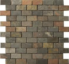 Multi-Jak Slate 1x2 12x12 Mesh Slate Mosaic Tiles