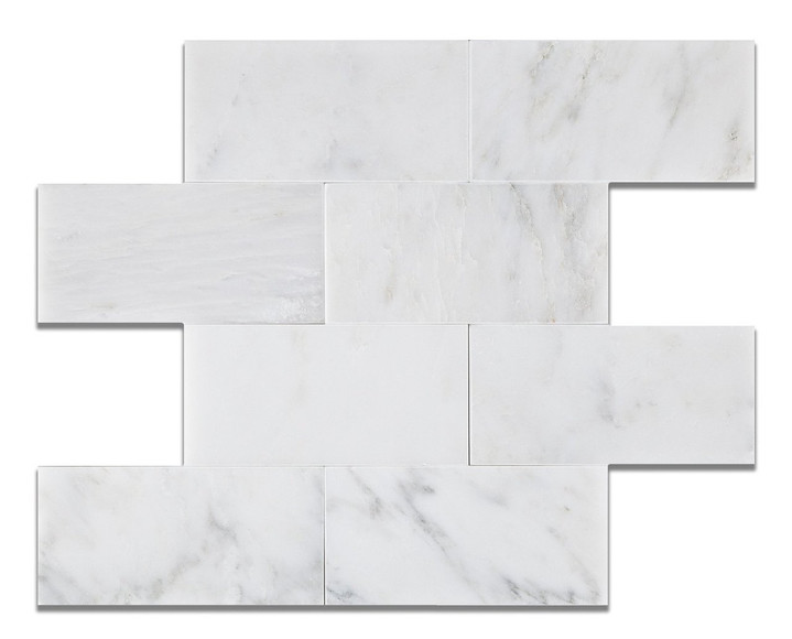Ocean White Honed 3"x6" Marble Tiles
