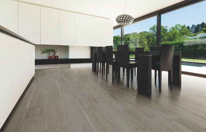 Lignum Grey 2x2 Mosaic, 8x48 Field Tile, 4x48 Bullnose Porcelain Tile