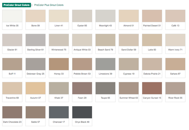 Prospec Bonsal Grout Colors