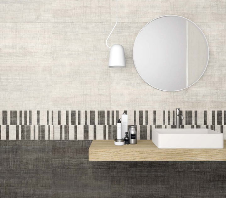 Fresh White & Coal with Bare Code Cold Deco Tiles 12x24