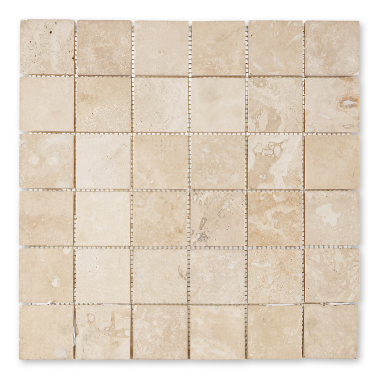 Ivory Premium Travertine Square 2″ X 2″
Filled/ Honed