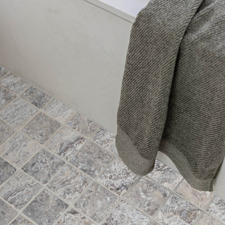 Silver Premium Travertine 4×4 Tumbled Tiles