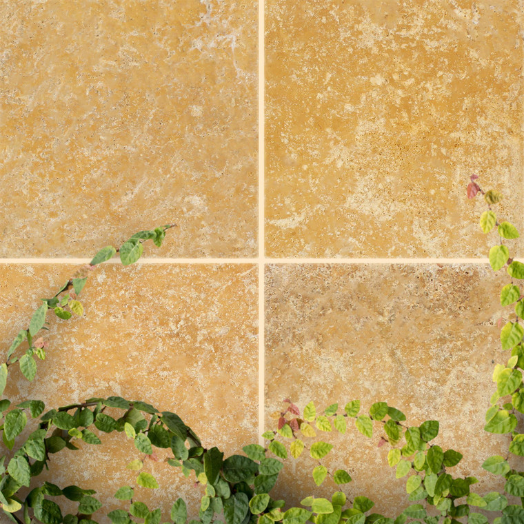 Golden Siena Travertine 18×18 Filled/ Honed