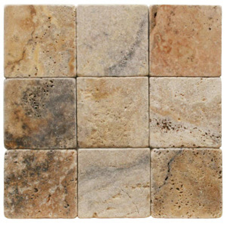 Volcano Tumbled 4x4 Travertine Tiles